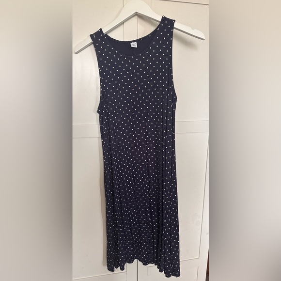 Navy Polka Dot Sleeveless Dress - Picture 1 of 2